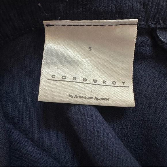 American Apparel Navy Blue Corduroy High Waist Mini Skater Skirt - Picture 5 of 6